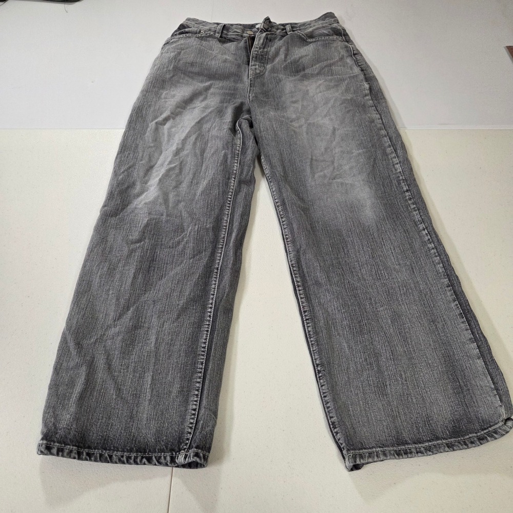 JJIM Mens Gray Acid Wash Wide Leg Cotton Denim Jeans Size L Made in Korea